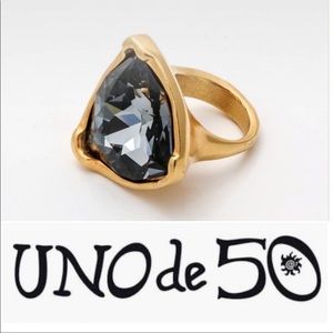NEW Uno de fifty Gold Cocktail Ring Size 7.5